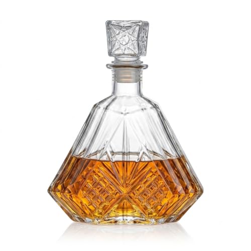 Image of Premium Luxury Crystal Whiskey Decanter 1000ml - Lead-Free Crystal Glass Liquor Decanter with Airtight Stopper, Elegant Scotch, Bourbon, Brandy, Rum & Wine Decanter for Home Bar, Office & Gift