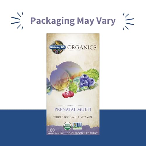 Image of Garden of Life Organics Women's Prenatal Multivitamin with Vitamin D3,B6,B12,C & Iron,Folate for Energy & Healthy Fetal Development - Organic,Non-GMO,Gluten-Free,Vegan,60 Day Supply,(Pack of 2)