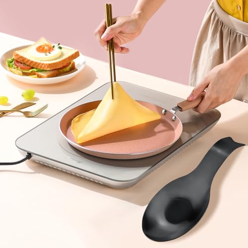 Image of VanlonPro Stainless Steel Spoon Rest, Spatula Ladle Holder, Stainless Steel Utensil Spoon Rest Holder, Brushed Finish, Dishwasher Safe 9.8 x 3.7 Inch (1PC, Fishtail - Black)