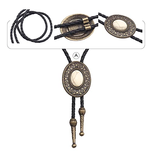 Image of Jeilwiy Bolo Tie for Men Western Cowboy Tie Necklace Gold Bolo Tie Leather Necktie Halloween Tie Accessories for Women