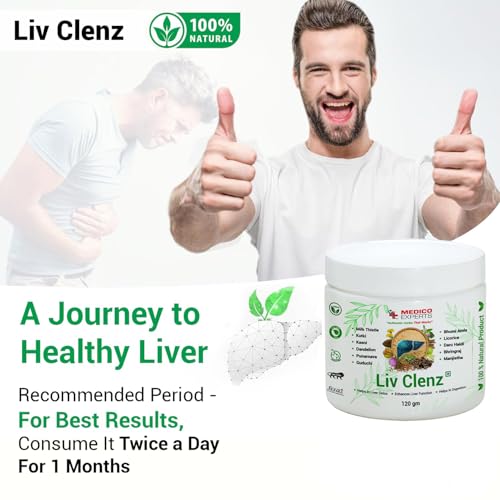 Image of Liv Clenz - Liver Detox Supplement | Blend of Milk Thistle, Kutki Powder, Dandelion Root & 8 Liver Detox Ayurvedic Herbs | Helps Repairing From Alcoholic & Fatty Liver | 120gm (1 Month)