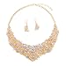 Women Alloy and Crystal Butterfly Necklace and Earring Set Color (Golden)