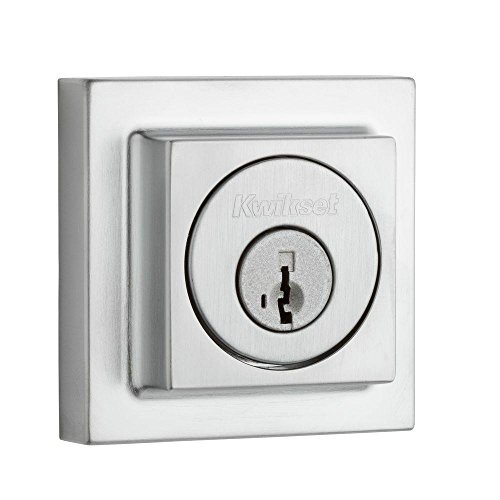 Kwikset 993 Square Contemporary Single Cylinder Deadbolt featuring SmartKey® in Satin Chrome