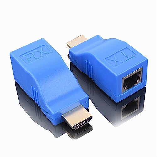 Suckoo Replacement Ethernet RJ45 Network to HDMI Amplifier Repeater Extender 30m 4K30HZ 1080P Compatible Computer Host Laptop Connection Transmitter TX External HDMI Monitor Projector TV Receiver RX
