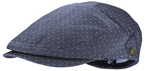 Men's Thick Cotton Summer Newsboy Cap SnapBrim Ivy Driving Stylish Hat (Denim Dot-2923, L/XL)