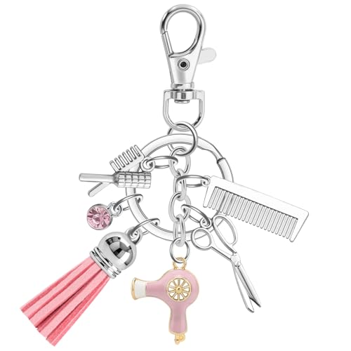 Comb Scissors Charm Keychain Hairstylist Gift for Women Girls Funny Gifts for Hairdresser Hairstylist Cosmetician Beautician Cosmetology Christmas Graduation Gifts Hair Dresser Salon Owners Jewelry