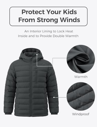 Image of wantdo Boy's Light Winter Jacket Zip Up Puffer Coat Hooded Windproof
