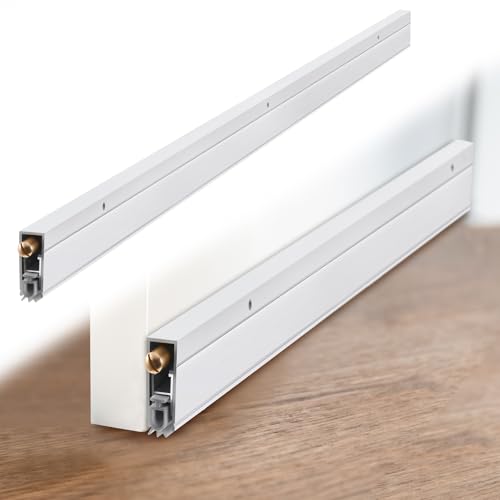 Yaocom 2 Pack 36 Automatic Door Sweep Mechanical Aluminum Drop Down Auto Exterior Door Bottom Seal Surface Mounted, 11-20 W x 36 L x 1-3-8 H, with Neoprene Insert, White
