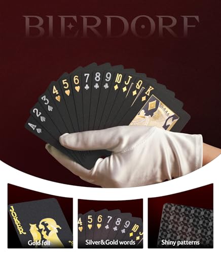 BIERDORF Diamond Waterproof Black Playing Cards, Poker Cards, HD, Deck of Cards (Black) - Image 2
