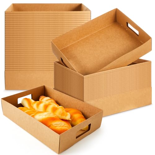 LemonRoad 50 Pack Kraft Cardboard Food Trays Sturdy...