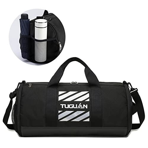 TUGUAN Gym Bag for Men Women with Wet Pocket & Shoe Compartment Travel Duffle Bag Man Sport Basketball Football Bag Weekend Overnight Duffel Bag Gym Tote bag 40L, Black3