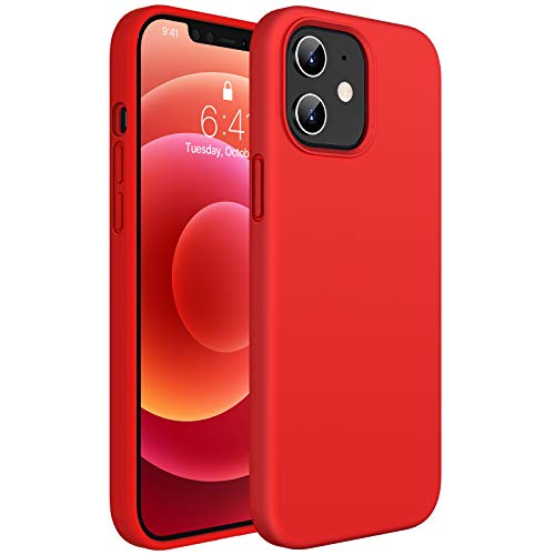 Miracase Compatible with iPhone 12 Case and iPhone 12 Pro Case 6.1 inch(2020),Liquid Silicone Gel Rubber Full Body Protection Shockproof Drop Protection Case(Red)
