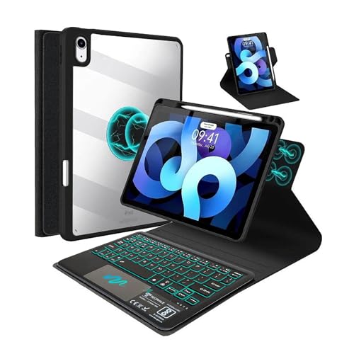 Image of Keyboard Case for iPad A16 11th Gen 2025 & 10th Gen 2022 (A3354, A3355, A3356, A2696, A2757, A2777) Folio Cover with Bluetooth Keyboard, Trackpad, Backlit, 360 Viewing Angle, Pencil Holder