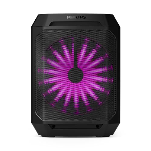 PHILIPS TAX2208 Bluetooth Party Speaker, 8 Spearker with 30W Max Sound Output, 7H Playtime, Dynamic Bass Boost, Party Light Modes, Mic Input, True Wireless Pairing, Portable (Black)