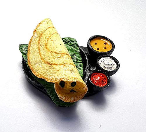 BriKSHi Dosa South Indian Food Fridge Magnet Miniature Food 3D Fridge Magnet Best Souvenir Gift 100% Made in India Po_1, 1 Piece