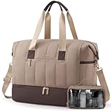 LOVEVOOK Travel Duffle Bag,Puffer Weekender Bags For Women with Shoe Compartment,42L Carry On Duffel Overnight Bags For Airplanes,Hospital Bag for Labor and Delivery,2Pcs Set