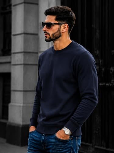 Image of Mack Jonney Men's Solid Winter Sweatshirt|Soft Fleece Fabric Full Sleeve Round Neck Sweatshirt|Stylish Casual Wear for Men-mj-281