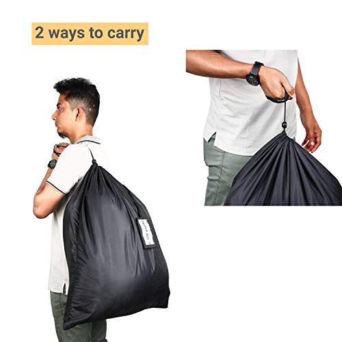 Image of Insular Polyester Strong Waterproof Laundry Bag With Locking Drawstring Closure | Machine Washable Collapsible For Laundry Hamper | Fits Laundry Baskets (Black, 25X30 inches, Pack of 1)