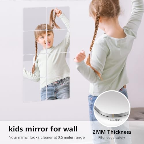Image of Shiftshade Wall Stickers - Unbreakable Self-Adhesive Mirror Tiles for Bedroom, Home, Gym, Door - Acrylic Shatterproof Sheets, Panels (8x8 Inch, 4 Pcs)