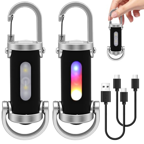 2 pièces de lampe de poche rechargeable portable brillante pour porte-clés, chargeur de téléphone de 1200 lumens mini, super lumineuse mini LED, lampe de...