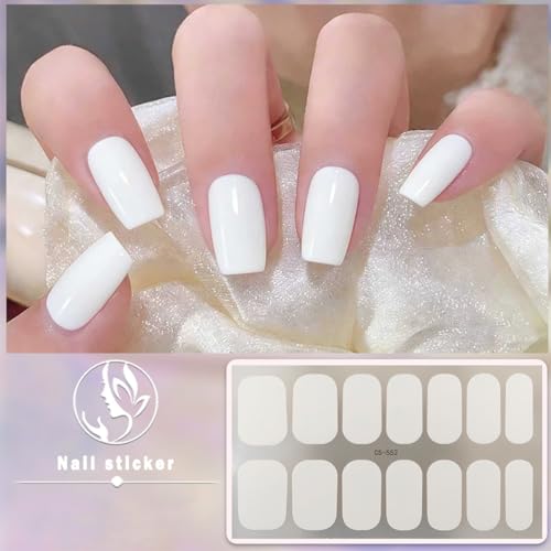 6 Sheets Solid Color Gel Nail Strips Nail Wraps Glitter Solid Color Gel Nail Polish Strips No UV Light Needed Self-Adhesive Gel Nail Stickers Long Lasting Manicure Strips for Women Nail Art Decoration