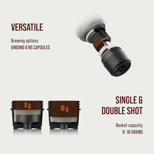 Image of WACACO Coffee Machine Electric & Portable, With 4 Coffee Types & Fast Heat-Up, 3 * 3000mAh Battery, 20 Bar Portable Espresso Maker For Ground Coffee & NS Capsule (Tuscan Red)