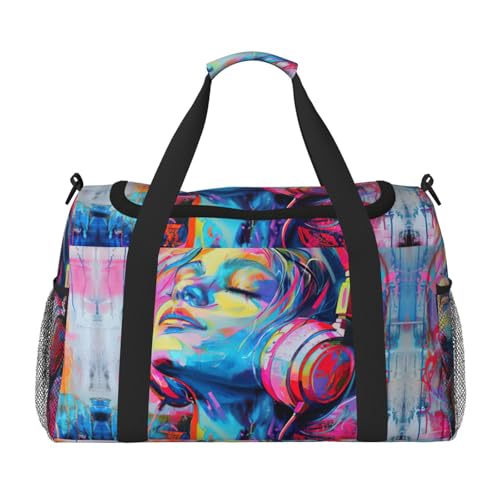 Sac de yoga imprimé musique noir pour transporter vos affaires de sport