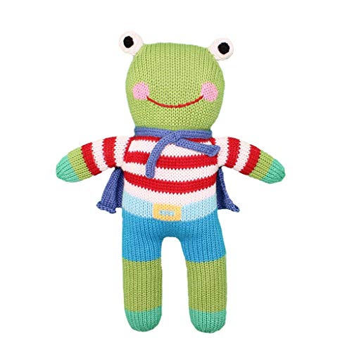 Zubels Baby Freddy The Frog Hand-Knit Rattle Toy, All-Natural Fibers, Eco-Friendly, 7-Inch