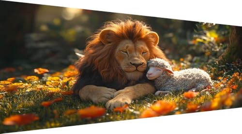 Broderie diamant lion XXL 40x90cm kit complet DIY peinture diamant 5D adulte