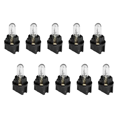 HHZL 20PCS Instrument Cluster Bulbs T5 17 57 86 Dash Light Bulbs Gauge Cluster Lights T5 Bulb Sockets 12V Halogen Instrument Panel Gauges Lights for Interior Speedometer, Tachometer, Dashboard(White)