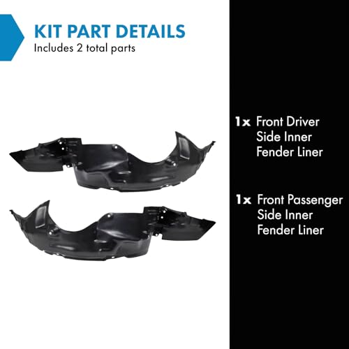 Image of TRQ Front Inner Fender Liner Set Compatible with 2001-2002 Toyota Corolla TO1248118 TO1249118