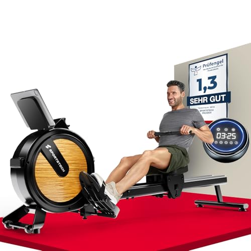 Sportstech PROwer Rudergerät für Zuhause, 32 Stufen Magnetwiderstand, LED Display,...