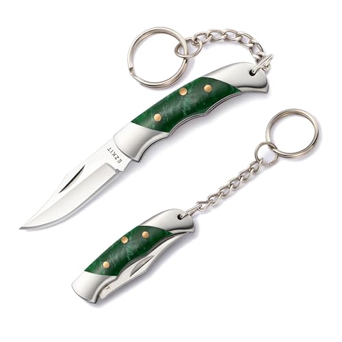 Image of Folding Pocket Knife with 1.5in Stainless Blade and Green Acrylic Handle, 3.5in Total Length, Compact EDC Gear