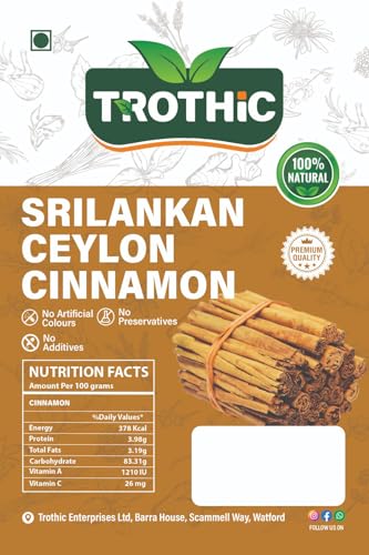 Trothic Spices Ceylon Cinnamon Sticks | Sri Lankan Dalchini Cinnamon Stick | Worlds Finest Ceylon Cinnamon Quills | 50g