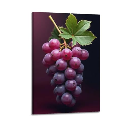 Décoration murale raisins violets moderne 40x60 cm tableau fruits