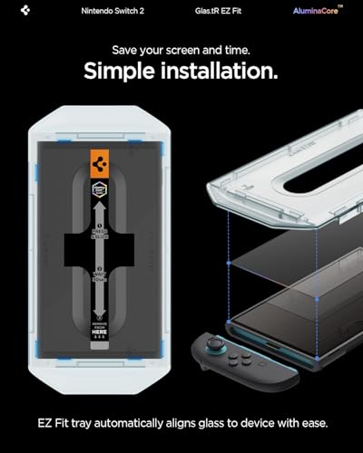 Image of Spigen EZ Fit Tempered Glass Screen Guard Protector for Nintendo Switch 2 (2025) [2 Pack]