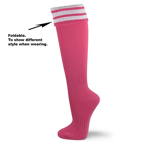 COUVER Unisex Knee High Triple Stripe Youth Athletic Nylon Soccer Tube Socks2