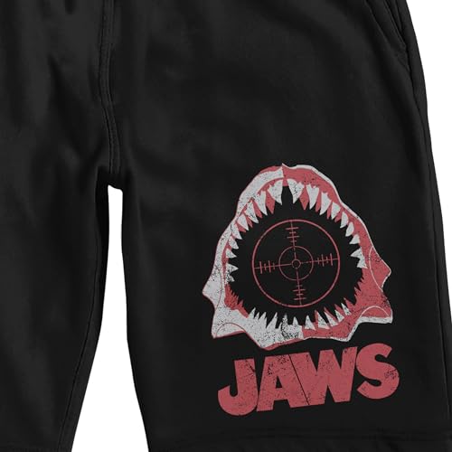 Jaws Open Shark Mouth Men's Black Sleep Pajama Shorts2