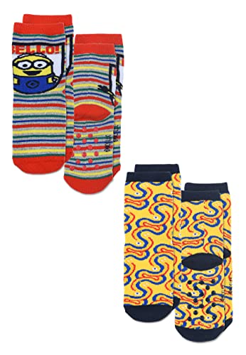 Sun City Minions Kinder Jungen Socken 2 Paar Gumminoppen Stopper-Socken Strümpfe Paket Set Größe:23/26