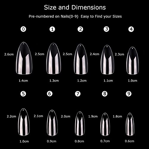 Makartt Stiletto Nail Tips, 500Pcs Almond Full Cover False Nails Soak Off Nail Tips Clear Tips Bundle With Acrylic Nail Stand Magnetic Nail Tips Practice Holders With 48 Pieces Reusable Adhesive Putty #TOP3