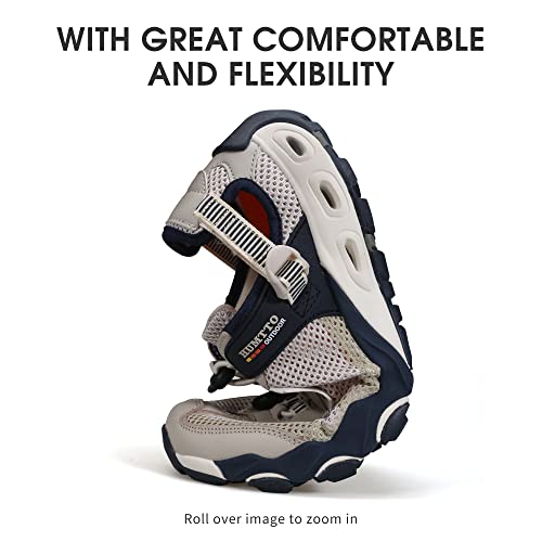HUMTTO Mens Womens Athletic Outdoor Sandals - Non-Slip Sport Hiking Sandals Closed Toe summer Walking sandals 8 Beige