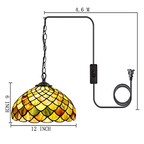 AVIVADIRECT Tiffany Pendant Light 12 Inch Stained Glass Brown Fish Scales by AVIVADIRECT - Used condition - Image 3