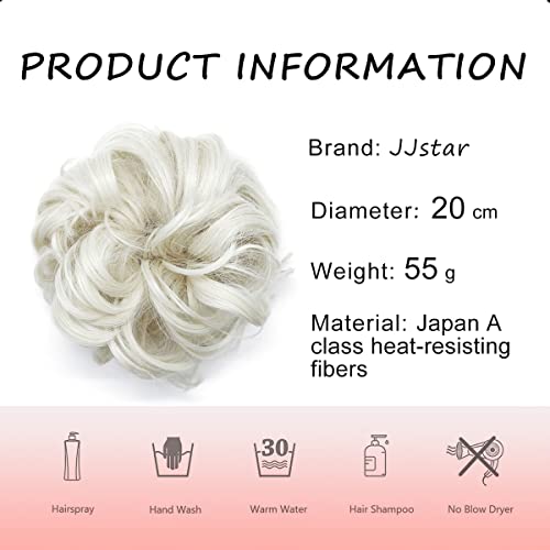 JJstar Messy Hair Bun Curly Wavy Hair Scrunchies Accessories Pieces for Women Girls Synthetic Chignons (Platinum Blonde) - Image 3