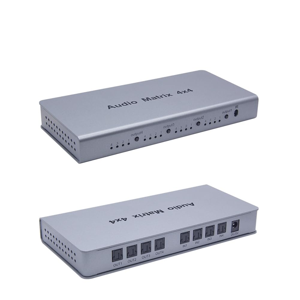 4 interruttori a matrice audio, splitter audio a matrice, splitter SPDIF TOSLINK, Digital Optical Audio Splitter 4 in 4 Out True Matrix Converter EU