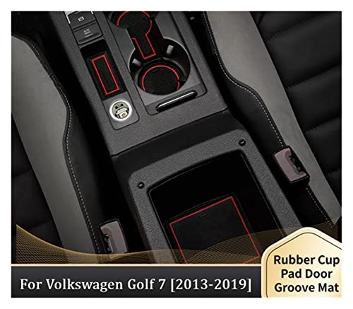 Tapis de fente de porte Golf 7 rouge avec coussinets de console centrale - 7