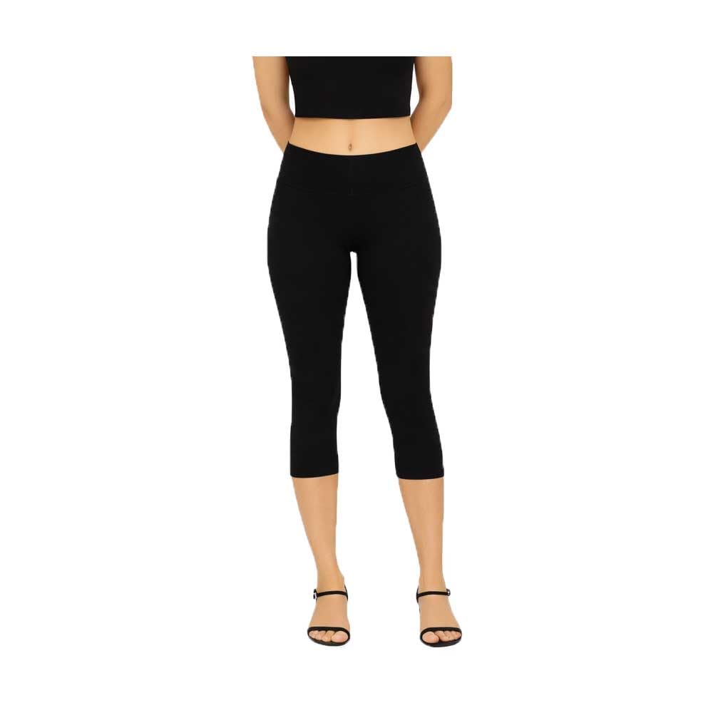 Womens 3/4th Capri Plain Stretchable Cotton Blend Capri for Girls Black (Pack Of 1)-image-34