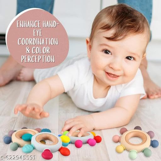 KENYS siliconn teethers for Baby| Baby Teething Toys - Natural Organicc Freezer Safe Teether Set| Soft Siliconee Fruit Teethers Toys, Infant and Toddler 1