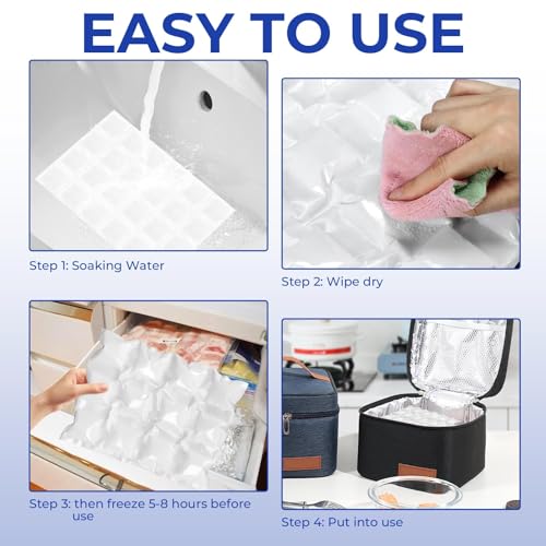 WYKOO 10Packs Self-Absorbing Ice Pack, Ice Pack Sheets for Coolers, Reusable Dry Ice Pack, Lunch Bag Freezer Packs, Flexible Ice Pack Sheets, Ice Mat Cube Sheets for Food Fresh and Beverages Cold