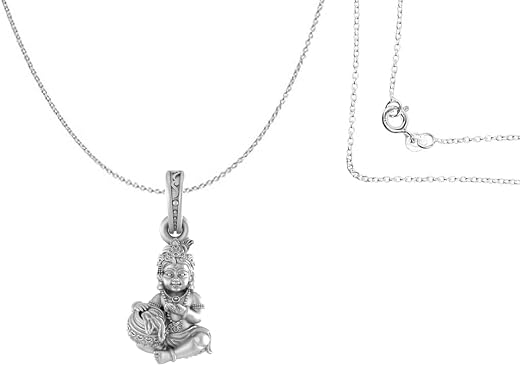 A AKSHAT SAPPHIRE Sterling Silver (92.5% purity) God Kanha Laddu Gopal Chain with Pendant for Men &amp; Women Bhagwan Thakur j...