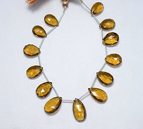 Faceted gemstone briolette en quartz bière éclatant pour joaillerie
